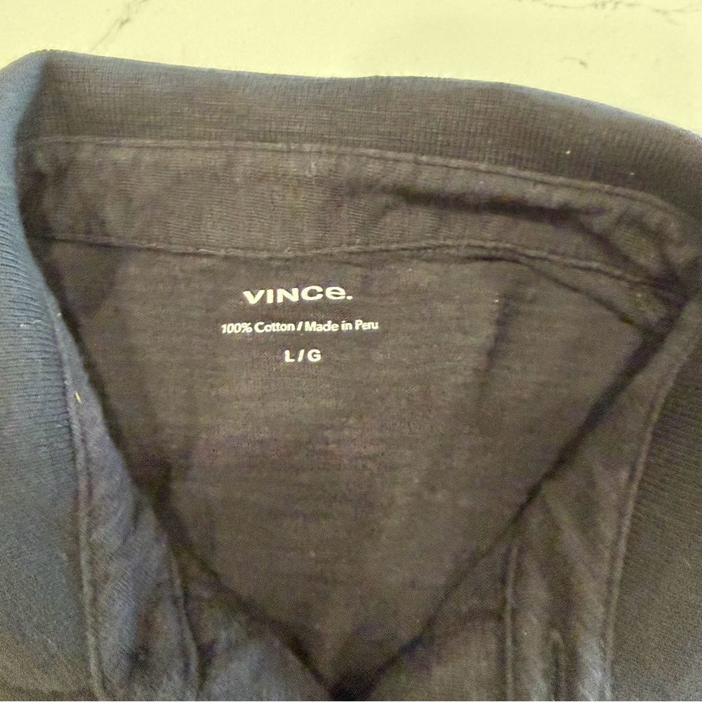 Vince Men’s Classic Slub Polo Shirt Black Large - Picture 4 of 7